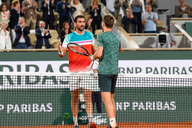 Roland Garros 2022 PARIS, IF - 03.06.2022: ROLAND GARROS 2022 - Casper Ruud and Marin Cilic after Ruud win a match valid for the semi-final of the men& 39;s tournament at Roland Garros 2022 held in Paris, France. (Photo: Richard Callis Fotoarena) x2215904x  RichardxCallis