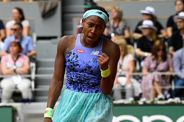 Attitude - Joie de Coco Gauff ( USA ) TENNIS : Roland Garros 2022 - Internationaux de France - 04 06 2022 FedericoPestellini Panoramic 