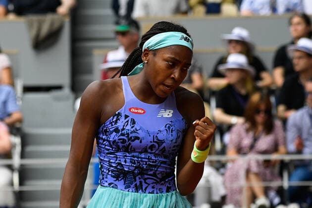 Attitude - Joie de Coco Gauff ( USA ) TENNIS : Roland Garros 2022 - Internationaux de France - 04 06 2022 FedericoPestellini Panoramic 