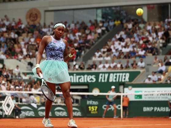 (220604) -- PARIS, June 4, 2022 -- Coco Gauff of the United States reacts during the women s singles final against Iga Swiatek of Poland at the French Open tennis tournament at Roland Garros in Paris, France, June 4, 2022. ) (SP)FRANCE-PARIS-TENNIS-ROLAND GARROS-FRENCH OPEN-WOMEN S SINGLES FINAL GaoxJing 