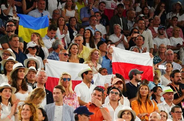 Mandatory Credit: Photo by Javier Garcia Shutterstock (12960014w) Poland and Ukraine flags waved in the crowd French Open Tennis, Day 14, Roland Garros, Paris, France - 04 Jun 2022 French Open Tennis, Day 14, Roland Garros, Paris, France - 04 Jun 2022  Copyright: xJavierxGarcia Shutterstockx 12960014w