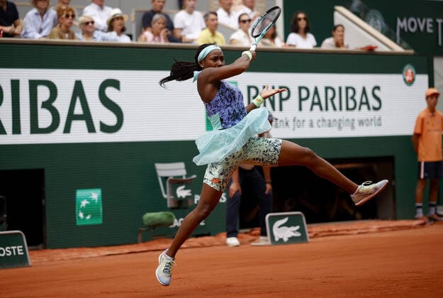 Mandatory Credit: Photo by Ella Ling Shutterstock (12959953ao) Coco Gauff of USA in action French Open Tennis, Day 14, Roland Garros, Paris, France - 04 Jun 2022 French Open Tennis, Day 14, Roland Garros, Paris, France - 04 Jun 2022  Copyright: xEllaxLing Shutterstockx 12959953ao