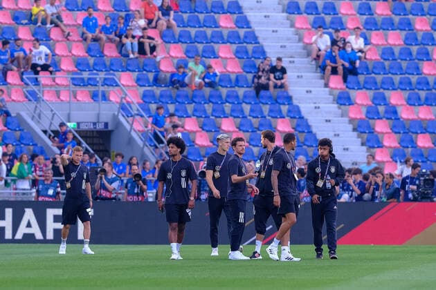 Players Germany come on the pitch for viewing, ITA, Italy vs Germany, Football, Uefa Nations League, Matchday 1, Season 2022, 04 06 2022, ITA, Italy vs Germany, Football, Nations League, Matchday 1, Season 2022, 04 06 2022 Bologna Copyright: xEibner-Pressefotox EP_EER