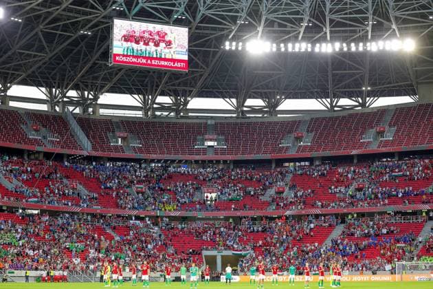 Hungary v England UEFA Nations League 04 06 2022. Hungary players at full time during the UEFA Nations League match between Hungary and England at Puskas Arena Park, Budapest, Hungary on 4 June 2022. Editorial use only , Copyright: xNigelxKeenex PSI-15373-0059