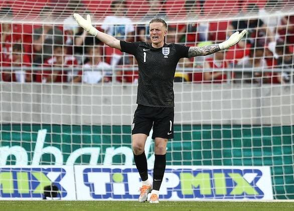 Mandatory Credit: Photo by Michael Zemanek Shutterstock (12965167bs) Jordan Pickford of England reacts Hungary v England, UEFA Nations League, Group C, International Football, Puskas Arena Park, Budapest, Hungary - 04 Jun 2022 Hungary v England, UEFA Nations League, Group C, International Football, Puskas Arena Park, Budapest, Hungary - 04 Jun 2022 Copyright: xMichaelxZemanek Shutterstockx 12965167bs