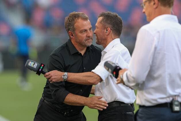 l r national coach Hansi Flick Germany welcomes football expert Lothar Matthaeus, Italy vs Germany, UEFA, Nations League, Football, 04 06 2022 Bologna Emilia Romagna Italy Copyright: xkolbert-press ChristianxKolbertx