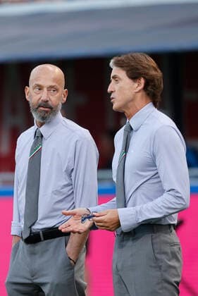June 4, 2022, BOLOGNA, Italy: Italy s head coach Roberto Mancini and Gianluca Vialli head of the Italian national delegation prior the Uefa Nations League,groupe A3 soccer match Italy vs Germany at Renato Dall Ara stadium in Bologna, Italy, 04 June 2022. ANSA SERENA CAMPANINI. BOLOGNA Italy - ZUMAa110 20220604_zaf_a110_050 Copyright: xSerenaxCampaninix