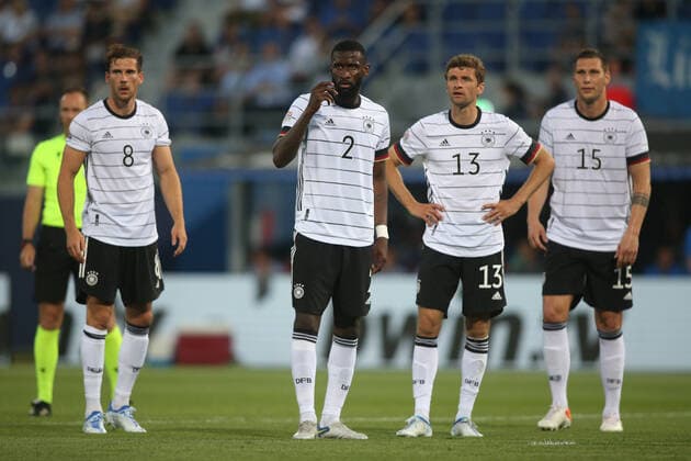 Fußball, Nations League, Italien - Deutschland Italy - 04.06.2022: ANTONIO RUDIGER (GERMANY), THOMAS MULLER (GERMANY) in action during the UEFA Nations league 2023 football match between Italy vs Germany at Stadio Dall™Ara in Bologna on 04 june 2022.  Copyright: xMarcoxIacobuccix xipa-agency.netx xMarcoxIacobuccix 0
