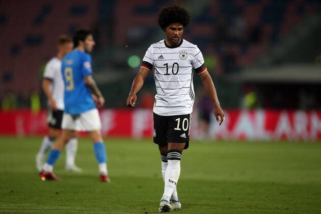 Italy - 04.06.2022: SERGE GNABRY (GERMANY) in action during the UEFA Nations league 2023 football match between Italy vs Germany at Stadio Dall™Ara in Bologna on 04 june 2022.  Copyright: xMarcoxIacobuccix xipa-agency.netx xMarcoxIacobuccix 0