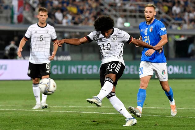 Serge Gnabry of Germany in action during the Uefa Nations League group 3 football match between Italy and Germany at Renato Dall Ara stadium in Bologna (Italy), June 4th, 2022. Photo Andrea Staccioli Insidefoto andreaxstaccioli