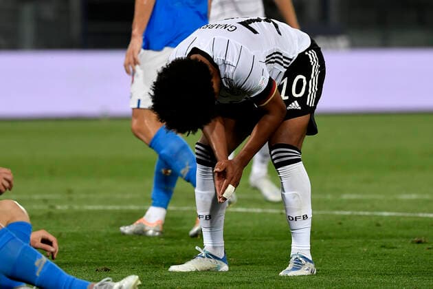 Serge Gnabry of Germany reacts during the Uefa Nations League group 3 football match between Italy and Germany at Renato Dall Ara stadium in Bologna (Italy), June 4th, 2022. Photo Andrea Staccioli Insidefoto andreaxstaccioli