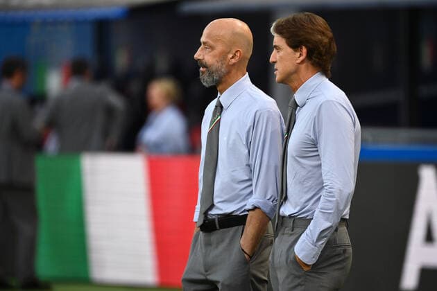 Photo Massimo Paolone LaPresse june 4, 2022 Bologna, Italy soccer Italy vs Germany - UEFA Nations League League A Group 3 - Renato Dall Ara stadium In the pic: Roberto Mancini (Italia) and Gianluca Vialli (Italia) look on  Copyright: xMassimoxPaolone LaPressex