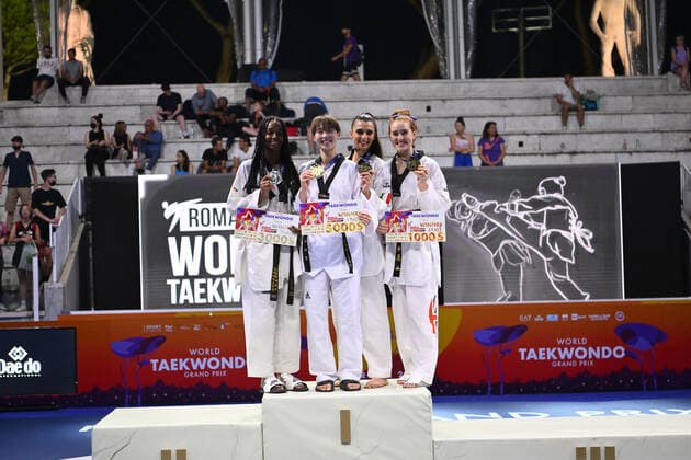 Crystal WEEKES (PUR), Rebecca MCGOWAN (GBR), Maristella SMIRAGLIA (ITA) and Dabin LEE (KOR) during SF and F round of World Taekwondo Grand Prix at Foro Italico, Nicola Pietrangeli Stadium, 4th June 2022, Rom Italy.  Copyright: xDomenicoxCippitellix xipa-agencyx xx 0