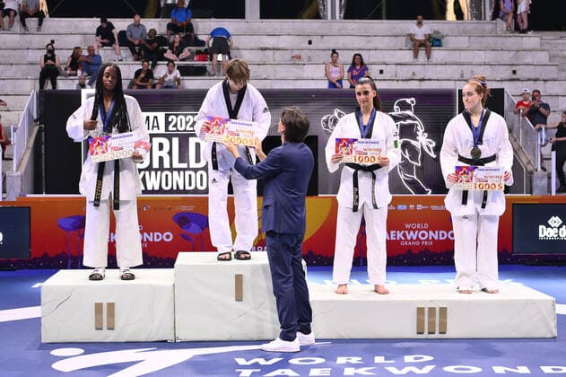 Crystal WEEKES (PUR), Rebecca MCGOWAN (GBR), Maristella SMIRAGLIA (ITA) and Dabin LEE (KOR) during SF and F round of World Taekwondo Grand Prix at Foro Italico, Nicola Pietrangeli Stadium, 4th June 2022, Rome, Italy.  Copyright: xDomenicoxCippitellix xipa-agencyx xx 0