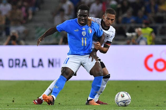 Soccer,European Nations league 2022 match Italy-Germany Wilfried Gnonto of Italy Thilo Kehrer of Germany during the European Nations league 2022 match Italy-Germany Renato dall™ara stadium in Bologna, Italy, June 04th , 2022 Imago-images Emmefoto Copyright: xImago-images Emmefotox