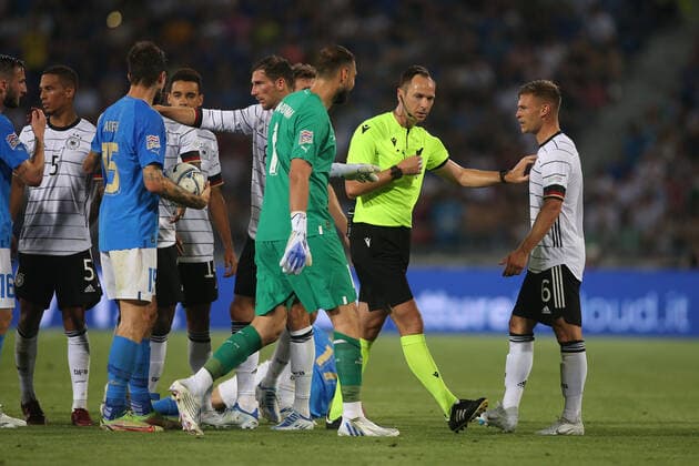 04.06.2022: ALESSANDRO FLORENZI (ITALY) protest with JOSHUA KIMMICH (GERMANY) during the UEFA Nations league 2023 football match between Italy vs Germany at Stadio Dall™Ara in Bologna on 04 june 2022.  Copyright: xMarcoxIacobuccix xipa-agency.netx xMarcoxIacobuccix 0