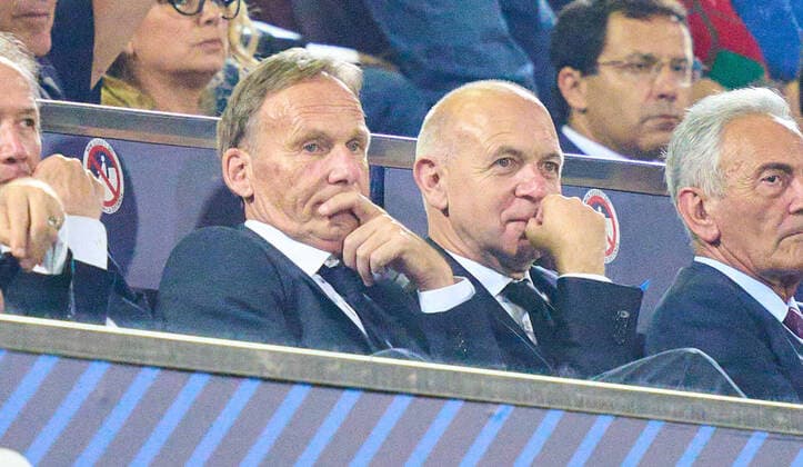 Bernd Neuendorf, DFB President German Football Association, Hans-Joachim Watzke, Managing director BVB , in the UEFA Nations League 2022 match ITALY - GERMANY in Season 2022 2023 on Juni 04, 2022 in Bologna, Italy.