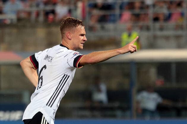 04 06 2022, Bologna, Italy, Renato Dall Ara , Italy vs Germany UEFA Nations League Path A Group 2, Joshua Kimmich Germany goal celebration, cheers after his goal to 1 1 Photo H Langer Bologna Renato Dall Ara Emilia Romagna Italy  541_ITAGER20220604_062 Langer-541