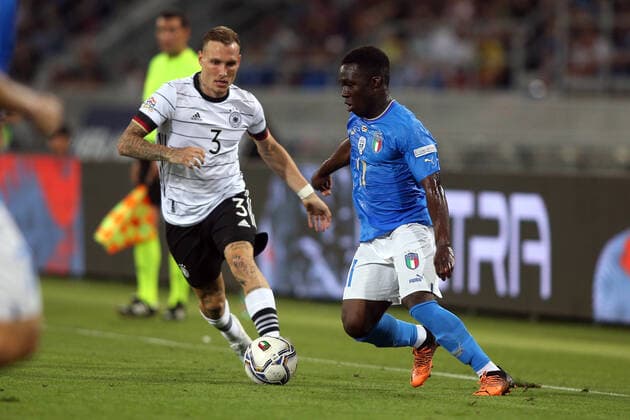 04.06.2022: WILFRIED GNONTO (ITALY), DAVID RAUM (GERMANY) in action during the UEFA Nations league 2023 football match between Italy vs Germany at Stadio Dall™Ara in Bologna on 04 june 2022.  Copyright: xMarcoxIacobuccix xipa-agency.netx xMarcoxIacobuccix 0
