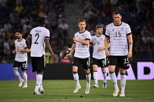 Photo Massimo Paolone LaPresse june 4, 2022 Bologna, Italy soccer Italy vs Germany - UEFA Nations League League A Group 3 - Renato Dall Ara stadium In the pic: Joshua Kimmich (Germania) celebrates after scoring goal 1-1  Copyright: xMassimoxPaolone LaPressex