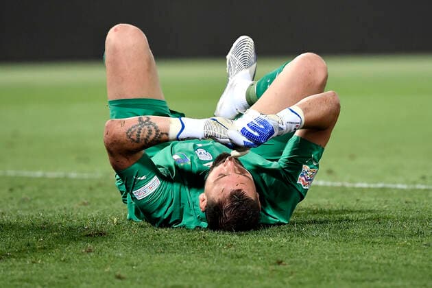 Gianluigi Donnarumma of Italy injured during the Uefa Nations League group 3 football match between Italy and Germany at Renato Dall Ara stadium in Bologna (Italy), June 4th, 2022. Photo Andrea Staccioli Insidefoto andreaxstaccioli