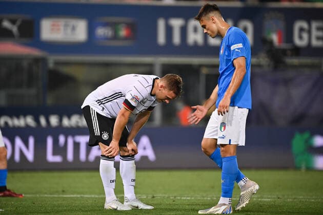 Photo Massimo Paolone LaPresse june 4, 2022 Bologna, Italy soccer Italy vs Germany - UEFA Nations League League A Group 3 - Renato Dall Ara stadium In the pic: Joshua Kimmich (Germania) with head down at the end of the match  Copyright: xMassimoxPaolone LaPressex