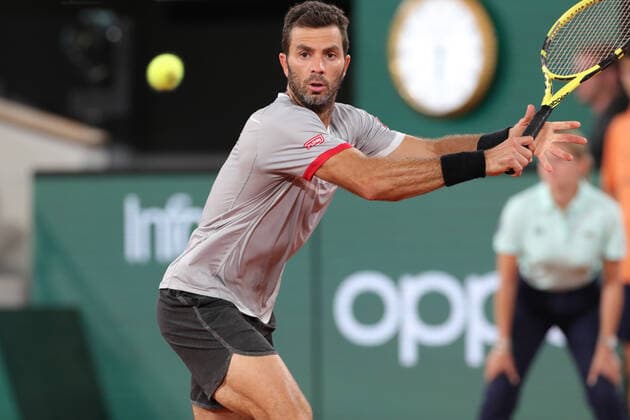 4th June 2022; Roland Garros, Paris, France: French Open Tennis tournament: Jean-Julien Rojer (NED) during his mens doubles finals match against Ivan Dodig (CRO) and Austin Krajicek (USA)  ActionPlus12397038 JonxBromley