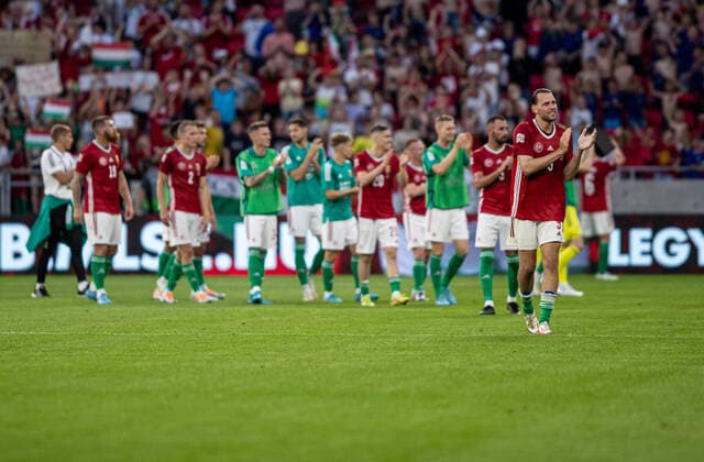 Hungary v England: UEFA Nations League - League Path Group 3 Team Hungary joy after the UEFA Nations League A3 match at Puskas ArÃ na on June 04, 2022 in Budapest, Hungary. Budapest Hungary  Copyright: xRobertxSzaniszlox originalFilename:szaniszlo-notitle220604_npRTZ.jpg