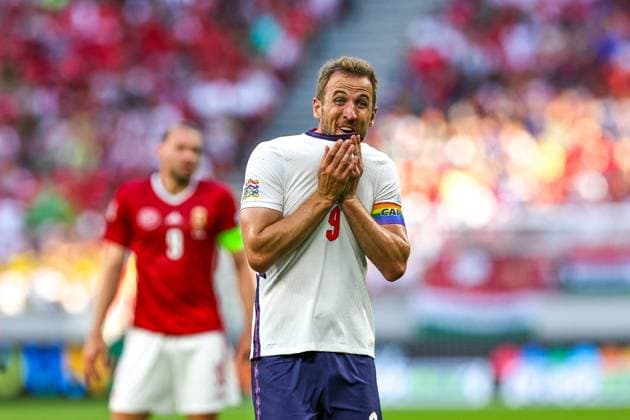 Hungary v England UEFA Nations League 04 06 2022. Harry Kane (9) of England during the UEFA Nations League match between Hungary and England at Puskas Arena Park, Budapest, Hungary on 4 June 2022. Editorial use only , Copyright: xNigelxKeenex PSI-15373-0082