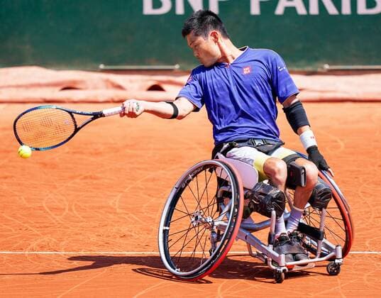 Tennis: French Open Shingo Kunieda of Japan plays against Gustavo Fernandez of Argentina in the men s wheelchair singles final at the French Open tennis tournament in Paris on June 4, 2022.  A14AA0001297325P
