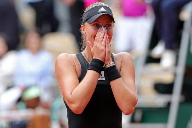 5th June 2022; Roland Garros, Paris, France: French Open Tennis tournament, Womens Doubles final; Kristina Mladenovic (FRA) celebrates after beating Coco Gauff (USA) and Jessica Petula (USA)  ActionPlus12397122 JonxBromley