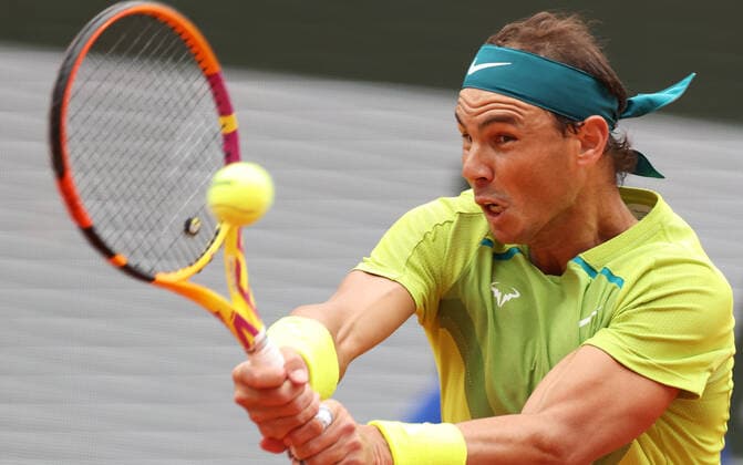 (220605) -- PARIS, June 5, 2022 -- Rafael Nadal of Spain hits a return during the men s singles final against Casper Ruud of Norway at the French Open tennis tournament at Roland Garros in Paris, France, June 5, 2022. ) (SP)FRANCE-PARIS-TENNIS-ROLAND GARROS-FRENCH OPEN-MEN S SINGLES FINAL GaoxJing 