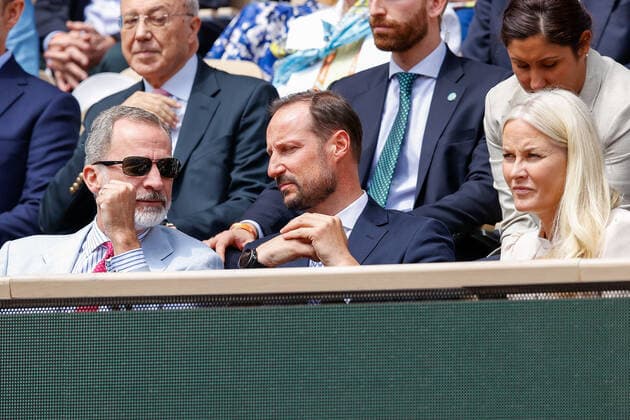 Tennis, French Open, Mens Final, King Felipe alongside Prince Haakon and Princess Mette Marit