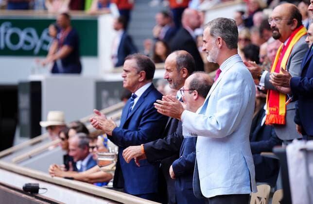 Mandatory Credit: Photo by Javier Garcia Shutterstock (12960016bg) Spain s King Felipe VI in attendance French Open Tennis, Day 15, Roland Garros, Paris, France - 05 Jun 2022 French Open Tennis, Day 15, Roland Garros, Paris, France - 05 Jun 2022  Copyright: xJavierxGarcia Shutterstockx 12960016bg