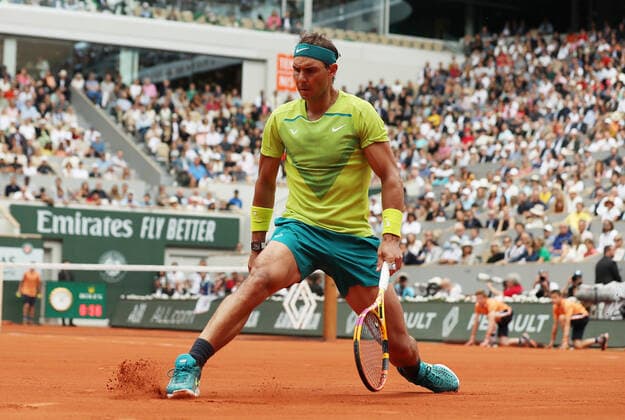 (220605) -- PARIS, June 5, 2022 -- Rafael Nadal of Spain competes during the men s singles final against Casper Ruud of Norway at the French Open tennis tournament at Roland Garros in Paris, France, June 5, 2022. ) (SP)FRANCE-PARIS-TENNIS-ROLAND GARROS-FRENCH OPEN-MEN S SINGLES FINAL GaoxJing 