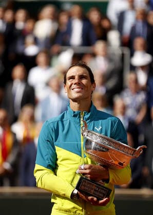 Mandatory Credit: Photo by Ella Ling Shutterstock (12959954h) Rafael Nadal of Spain celebrates with the trophy French Open Tennis, Day 15, Roland Garros, Paris, France - 05 Jun 2022 French Open Tennis, Day 15, Roland Garros, Paris, France - 05 Jun 2022  Copyright: xEllaxLing Shutterstockx 12959954h