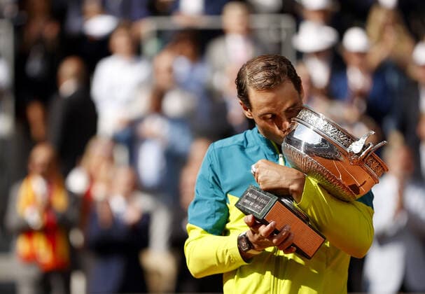 Mandatory Credit: Photo by Ella Ling Shutterstock (12959954j) Rafael Nadal of Spain celebrates with the trophy French Open Tennis, Day 15, Roland Garros, Paris, France - 05 Jun 2022 French Open Tennis, Day 15, Roland Garros, Paris, France - 05 Jun 2022  Copyright: xEllaxLing Shutterstockx 12959954j