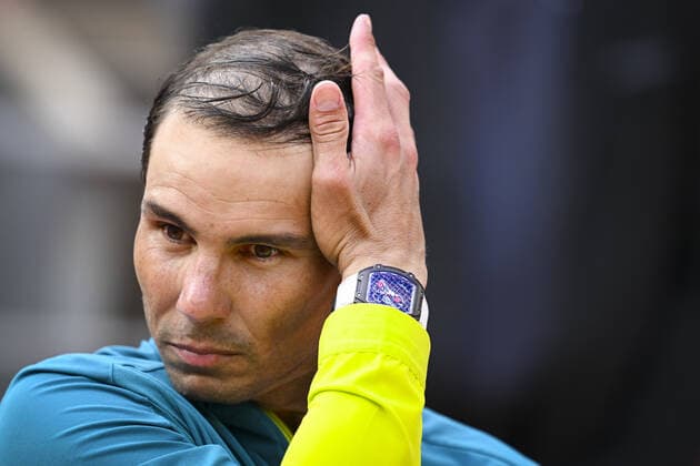 Rafael Nadal (Esp) montre Richard mille TENNIS : Roland Garros 2022 - Finale Simple Messieurs - 05 06 2022 JBAutissier Panoramic 