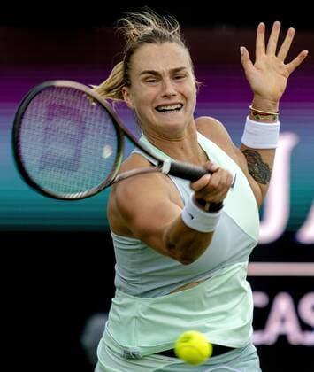ROSMALEN Tennis star Aryna Sabalenka in action at the international tennis tournament Libema Open The combined Dutch tennis tournament for men and women will be held on the grass courts of Autotron for twelve days ANP SANDER KING xVIxANPxSportx xxANPxIVx 449976074 originalFilename: 449976074.jpg