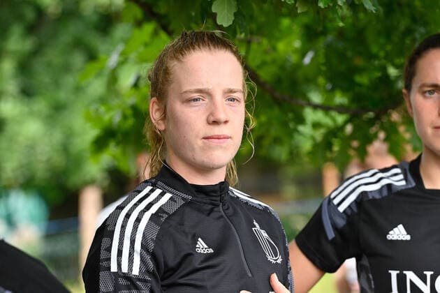 Belgium s Elena Dhont pictured during a team building activity of the Belgium s national women s soccer team the Red Flames, Tuesday 07 June 2022 in Aywaille. The Red Flames are preparing for the upcoming Women s Euro 2022 European Championships in England. DAVIDxCATRY  x36077727x