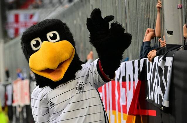 07 06 2022 UEFA Nations League international match Germany Germany gg England United Kingdom mascot Paule before the start of the match at fans fan block spectators