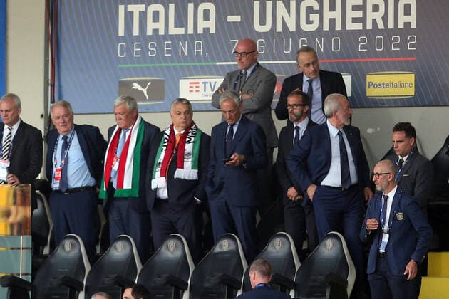 ROME, Italy - 07.06.2022: Hungarian premier Vktor Orban on the stand in the UEFA Nations League 2023 football match between Italy vs HUngary at Orogel Stadium-Dino Manuzzi in Cesena on 07 june 2022.  Copyright: xMarcoxIacobuccix xipa-agency.netx xMarcoxIacobuccix 0