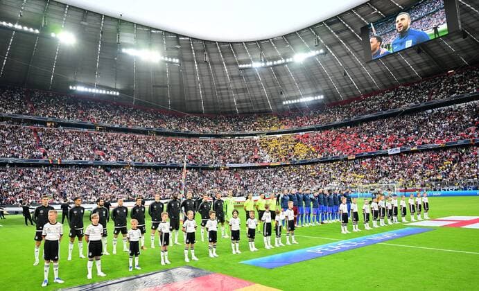 07 06 2022 UEFA Nations League international match Germany Germany gg England United Kingdom teams during national anthems before start of match