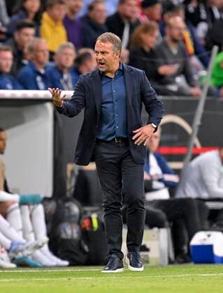 07 06 2022, football international match UEFA Nations League 2022 23, Germany England, at the Allianz Arena Munich national coach Hansi Flick Germany is dissatisfied