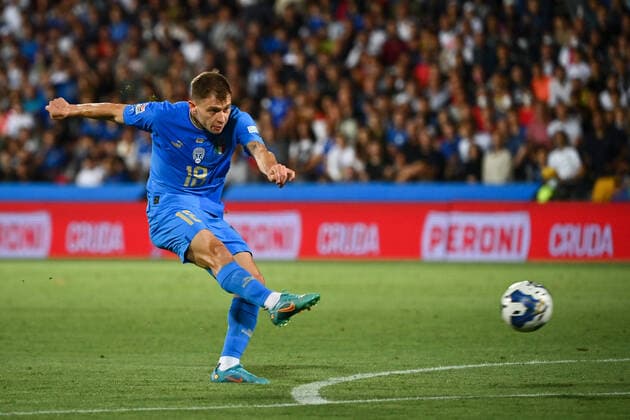 Photo Massimo Paolone LaPresse june 7, 2022 Cesena, Italy soccer Italy vs Hungary - UEFA Nations League League A Group 3 - Dino Manuzzi Orogel stadium In the pic: Nicolo Barella (Italia) goal 1-0  Copyright: xMassimoxPaolone LaPressex