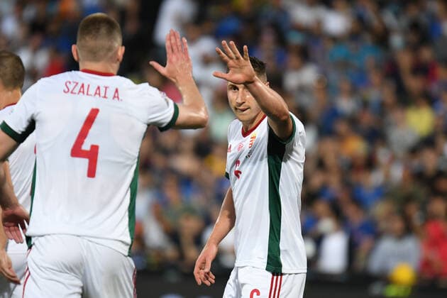 Mandatory Credit: Photo by Ettore Griffoni LiveMedia Shutterstock (12976211m) Happiness of Hungary s Willi Orban and Hungary s Attila Szalai football UEFA Nations League match Italy vs Hungary, Dino Manuzzi stadium, Cesena, Italy - 07 Jun 2022 football UEFA Nations League match Italy vs Hungary, Dino Manuzzi stadium, Cesena, Italy - 07 Jun 2022  Copyright: xEttorexGriffoni LiveMedia Shutterstockx 12976211m