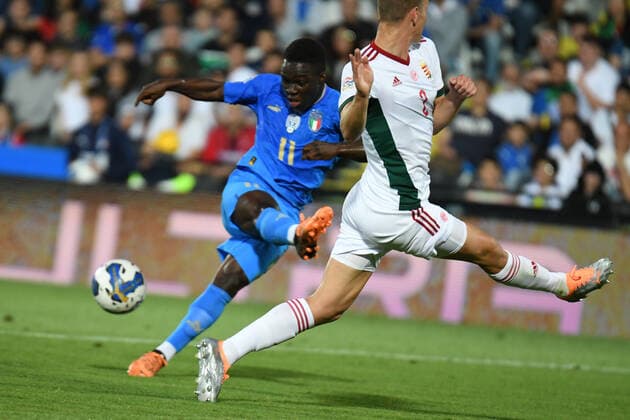 June 7, 2022, Cesena, Italy: Cesena, Italy, Dino Manuzzi stadium, June 07, 2022, Italy s Wilfried Gnonto in action during Italy vs Hungary - football UEFA Nations League match. football UEFA Nations League match - Italy vs Hungary, Cesena, Italy - ZUMAl164 20220607_zsa_l164_016 Copyright: xEttorexGriffonix