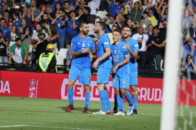 June 7, 2022, CESENA, ITALIA: Italy players jubilates after scoring the goal during the Uefa Nation League soccer match Italy vs Hungary at Orogel Stadium Dino Manuzzi, Cesena, Italy, 7 June 2022..ANSA DAVIDE GENNARI CESENA ITALIA - ZUMAa110 20220607_zaf_a110_038 Copyright: xDavidexGennarix