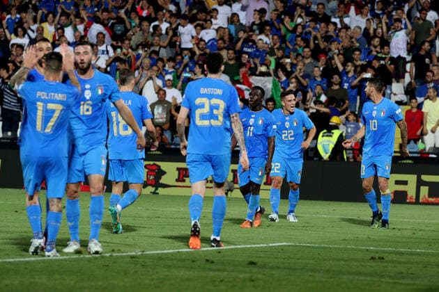 June 7, 2022, CESENA, ITALIA: Italy players jubilates after scoring the goal during the Uefa Nation League soccer match Italy vs Hungary at Orogel Stadium Dino Manuzzi, Cesena, Italy, 7 June 2022..ANSA DAVIDE GENNARI CESENA ITALIA - ZUMAa110 20220607_zaf_a110_040 Copyright: xDavidexGennarix