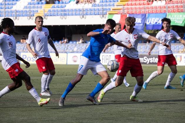 Mandatory Credit: Photo by Cinzia Camela LiveMedia Shutterstock (12976242aq) Nicolo Cudrig of Italy U20 and Maksymilan Tkocz of Poland U20 in action during the International Friendly, Länderspiel, Nationalmannschaft match between Italy U20 and Poland U20 at Stadio Riviera delle Palme on June 7, 2022 in San Benedetto del Tronto, Italy. Photo: Cinzia Camela. Other U20 Italy vs Poland, Stadio Riviera delle Palme, San Benedetto del Tronto, Italy - 07 Jun 2022 Other U20 Italy vs Poland, Stadio Riviera delle Palme, San Benedetto del Tronto, Italy - 07 Jun 2022 Copyright: xCinziaxCamela LiveMedia Shutterstockx 12976242aq